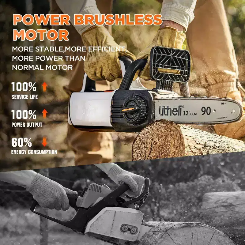 Litheli 12" 20V Brushless Battery Chainsaw