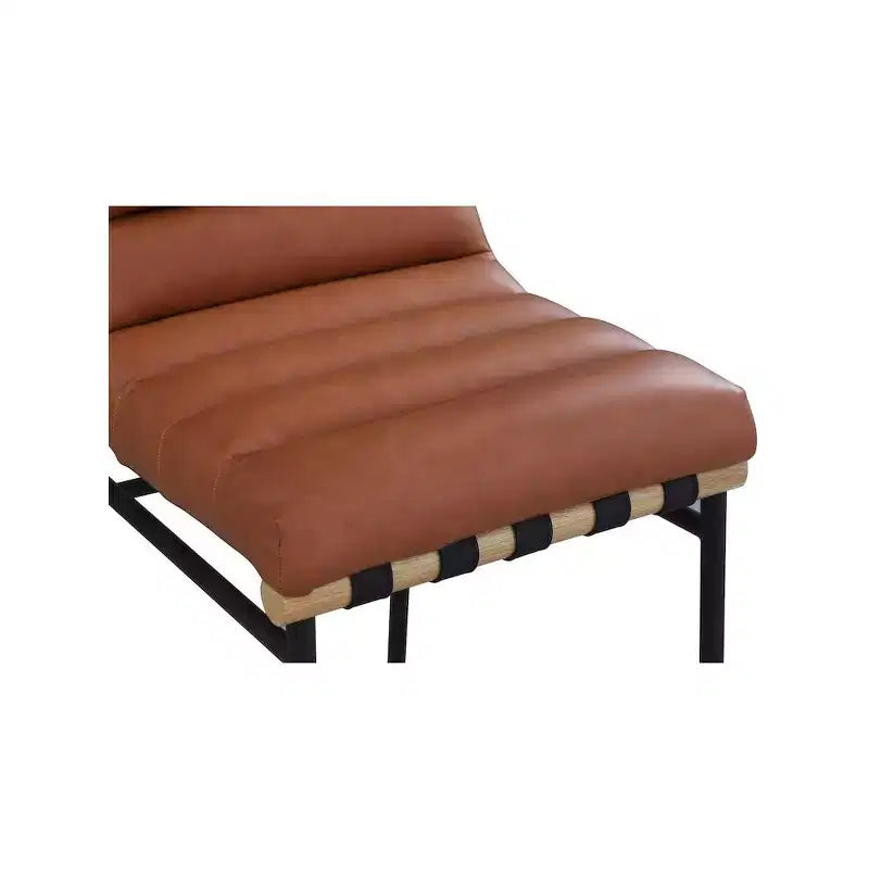 Cognac Vegan Leather Bar Stool with Mid Back