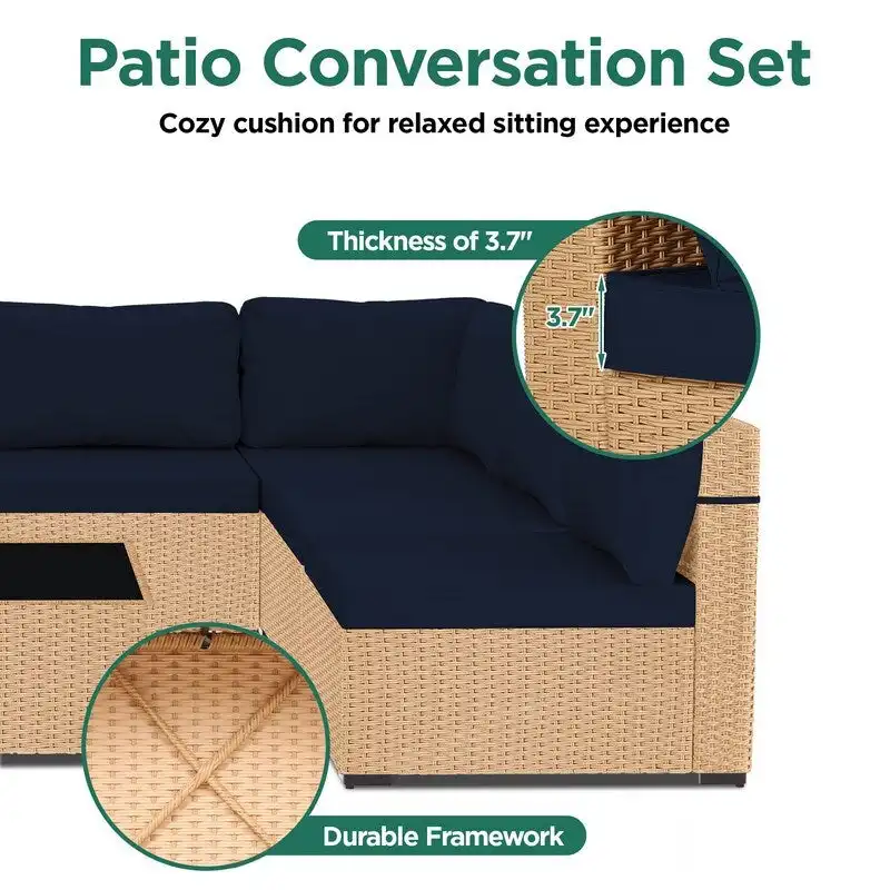 UPHA 7-Piece Wicker Outdoor Seating Group with Cushions