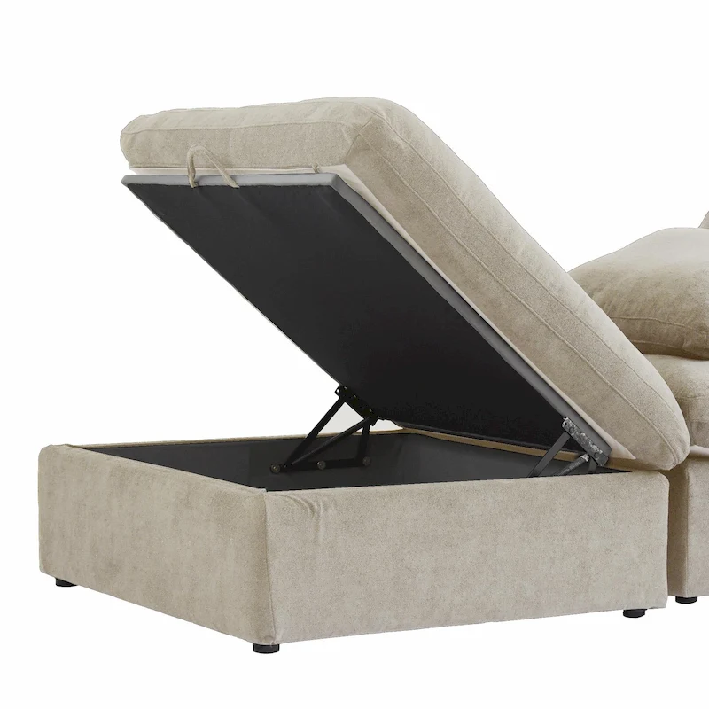 Large Down Filled Corner Sectional Sofa Couch with Ottoman for Living Room Set