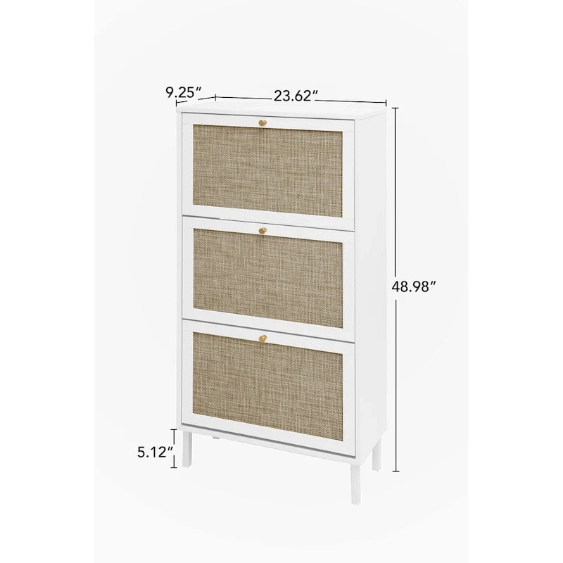 Rattan 3-Door Shoe Rack