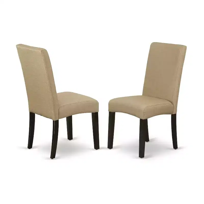 Baroque Beauty Dining Set - 6Pc Rectangular Table & Chairs - Cappuccino Finish - Linen Fabric - Brown