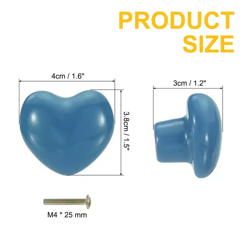 Unique Bargains Heart-Shaped Ceramic Drawer Knobs with Screw for Cupboard Wardrobe 2 Pcs