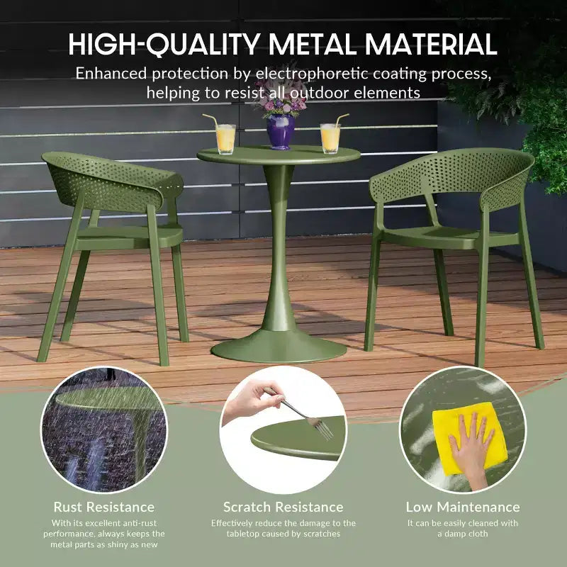 WestinTrends Playa 5-Piece Outdoor Metal Patio Dining Table Set With Stackable Patio Chairs
