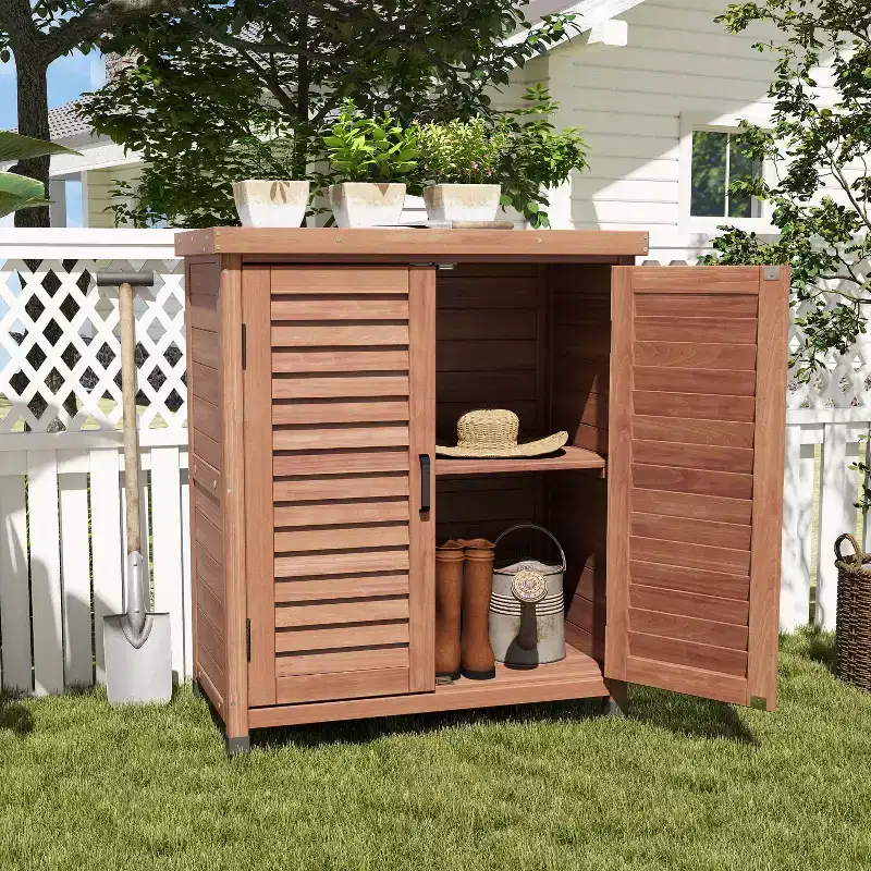Whisen Potting Bench with Cabinet & Metal Top