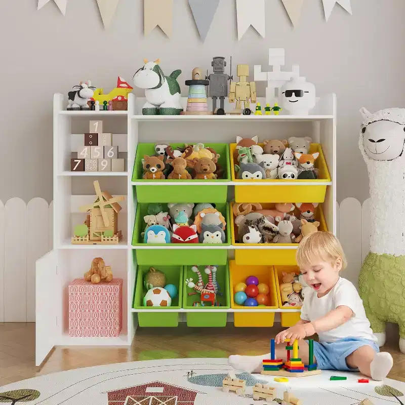 Kids Toy Storage Organizer with 8 Removable Bins & 3 Open Shelves
