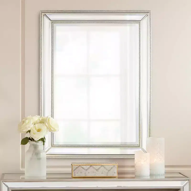 Uttermost Palais Silver 30 x 40 Beaded Wall Mirrors Set of 2