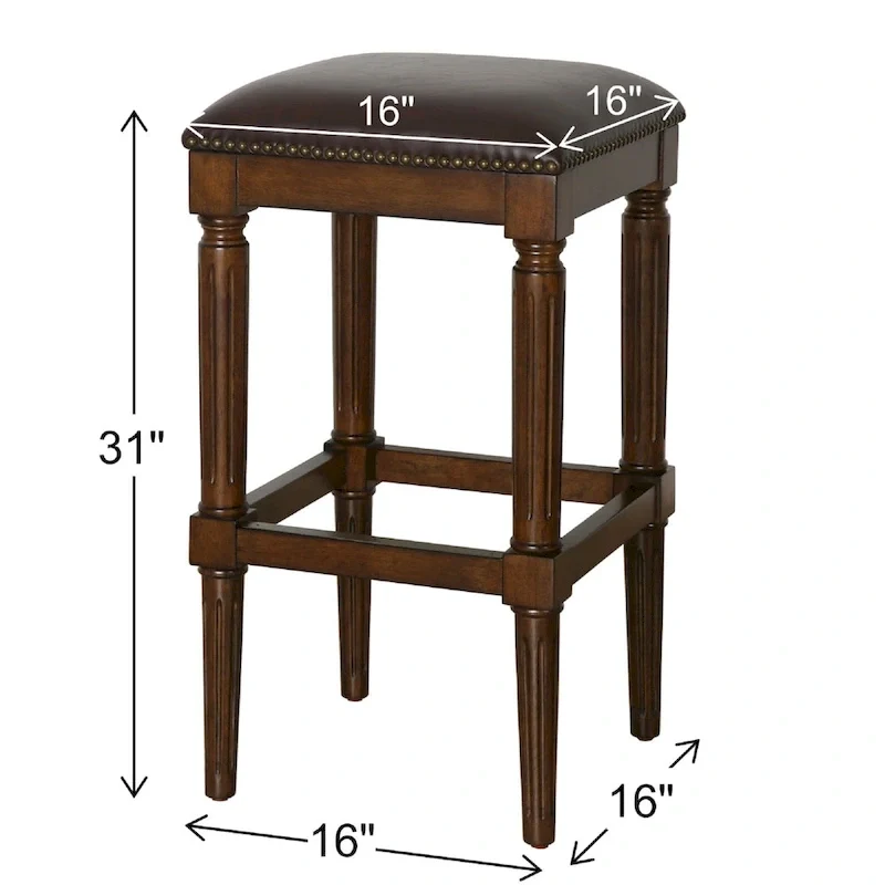 Solid Wood Square Upholstered Seat Bar Stool