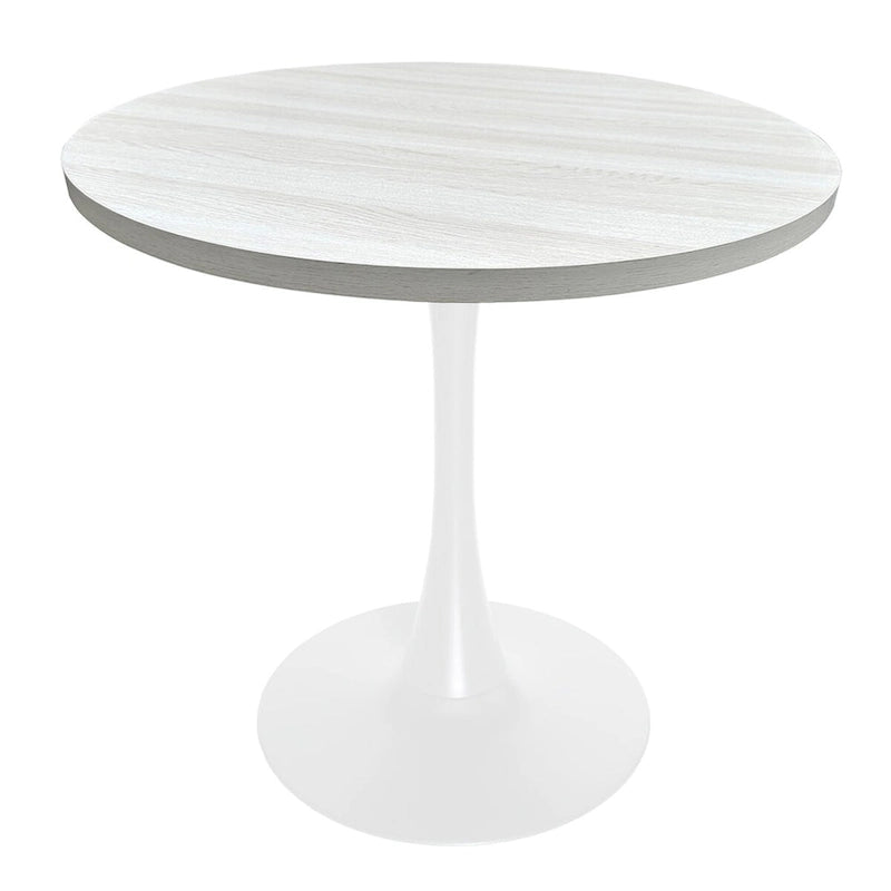 36 in. Round Dining Table for 4 with MDF Top and White Iron Base