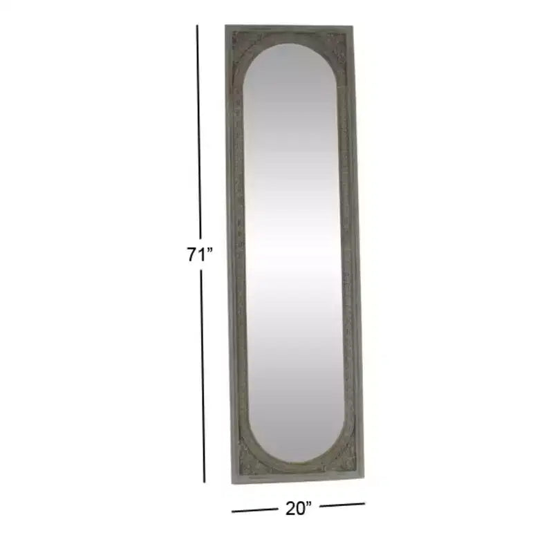 Natural wood brown console mirror: Bohemian style, rectangular, no assembly required.