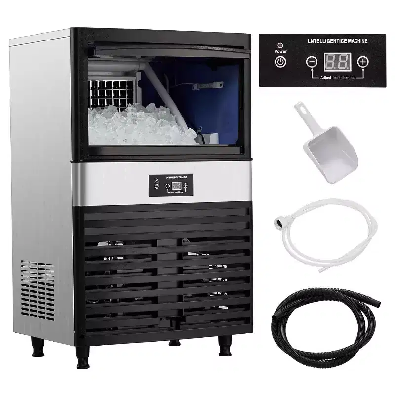 Acekool Commercial Ice Maker - 130Lbs/24H, Stainless Steel Undercounter with 33Lbs Storage, 5x9 Ice Cubes