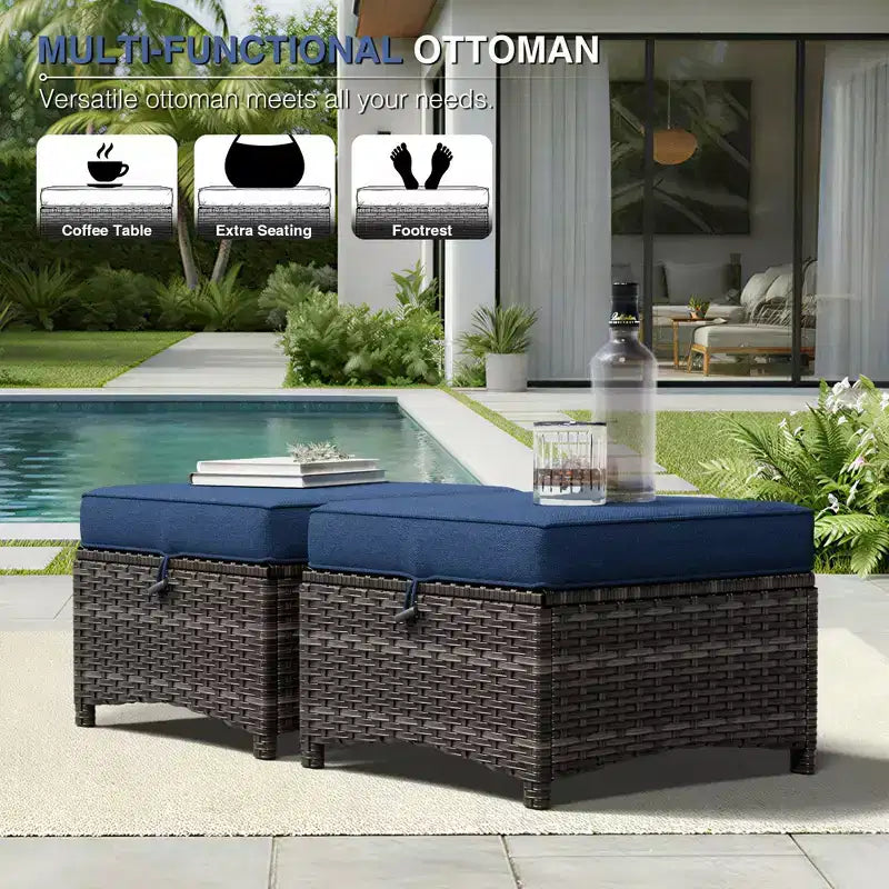 UPTIOT All-Weather Olefin Wicker Sofa Set with Multi-Functional Ottomans
