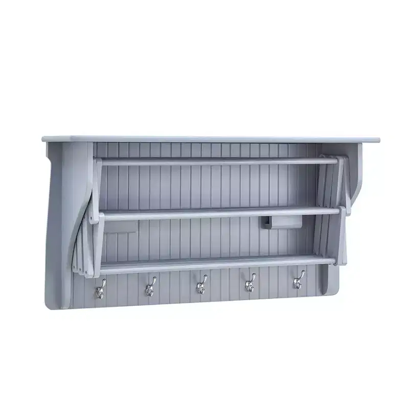 36 x 18 Wall Shelf with Collapsible Drying Rack and Hooks