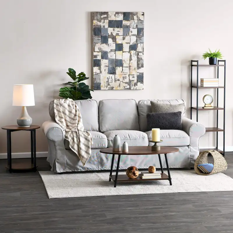 Household Essentials Side End Table with Storage Shelf