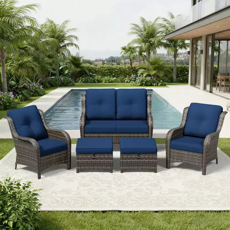 UPTIOT All-Weather Olefin Wicker Sofa Set with Multi-Functional Ottomans