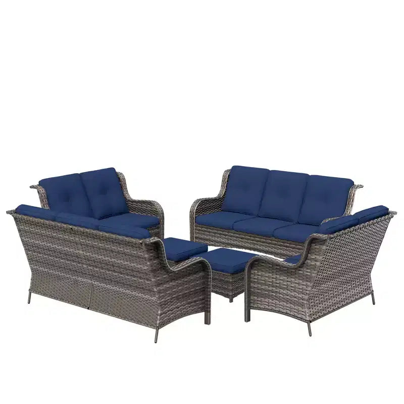 UPTIOT 6 Pieces Outdoor Wicker Sectional Sofa