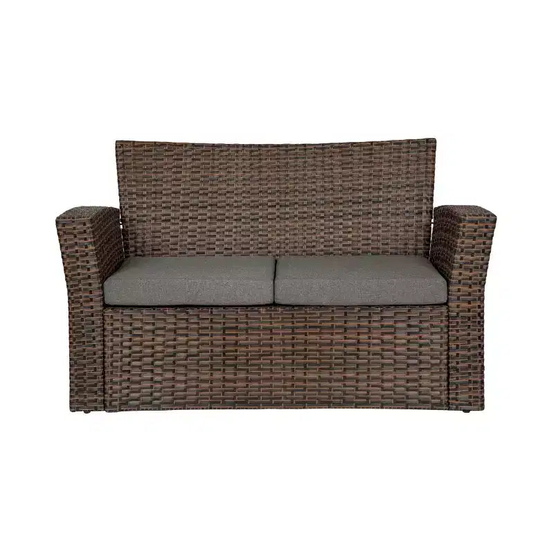WestinTrends 4 Piece Outdoor Wicker Rattan Conversation Sofa set with Coffee table