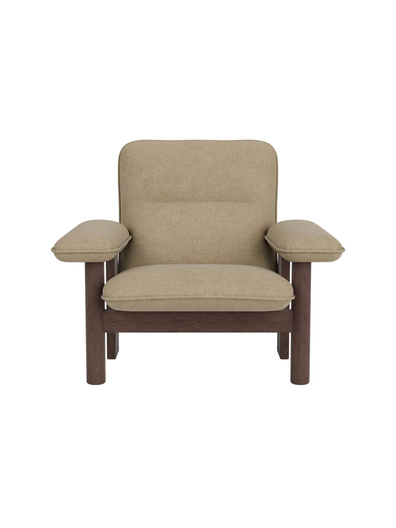 High Back Lounge Chair in Textile Solid Wood Frame, Exaggerated Armrests