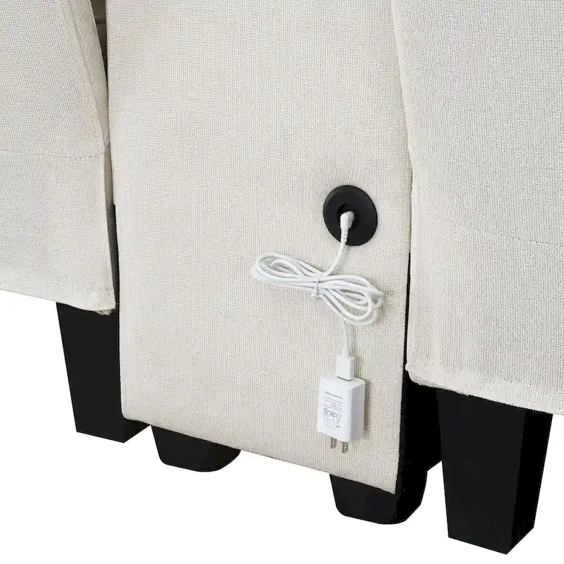 114.2 Upholstered Sofa with Console, Cup Holders and USB Charging