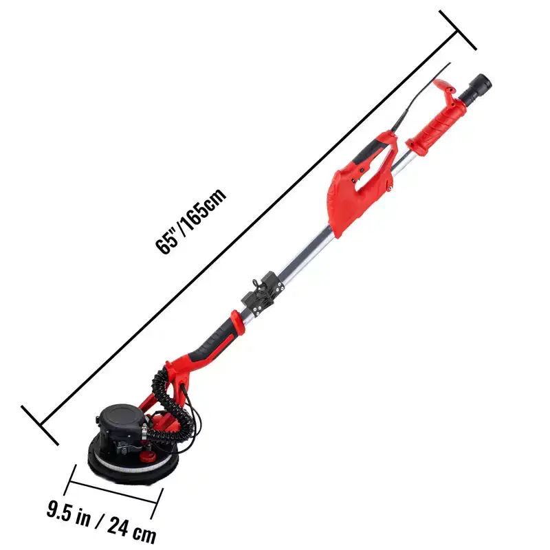 VEVOR Drywall Sander 850W, Electric Drywall Sander, Variable Speed 800-1750 RPM, Foldable Sheetrock Sander, with Telescope Handle, Red&Black
