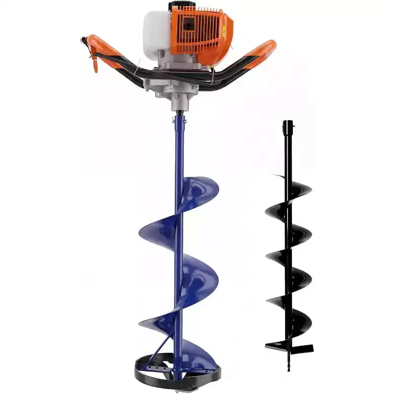 52CC 2-Stroke Gas Ice Auger for Fast Drilling. Features a 10 Diameter, 31.5 Length Auger, Heavy-Duty Construction, and EPA Certification.