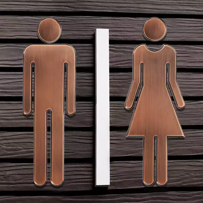 Unique Bargains Self-Adhesive Decor Office Business Men Women Restroom Sign 1 Pair