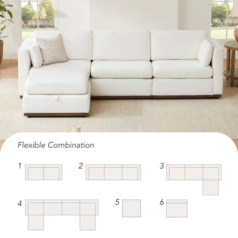 Donna Oversized Modular Sectional Fabric Sofa with Upgraded Wood Base