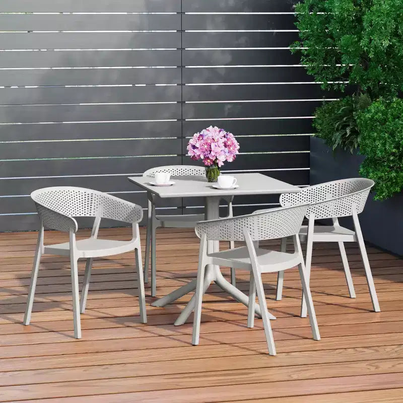 WestinTrends Playa 5-Piece Outdoor Resin Square Patio Dining Table Set with Stackable Patio Dining Chairs