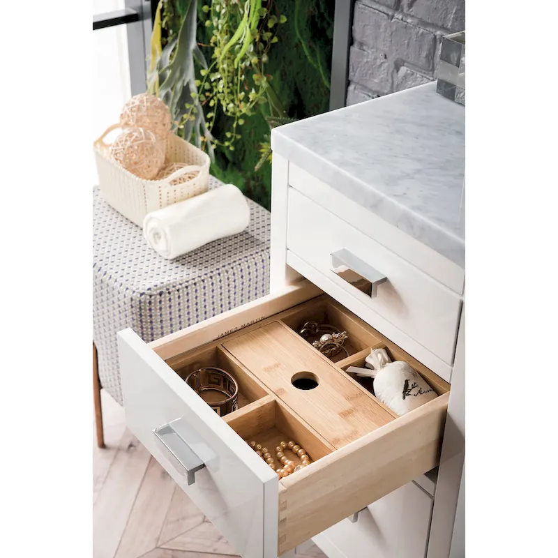 15 Base Cabinet w/ Drawers, Glossy White