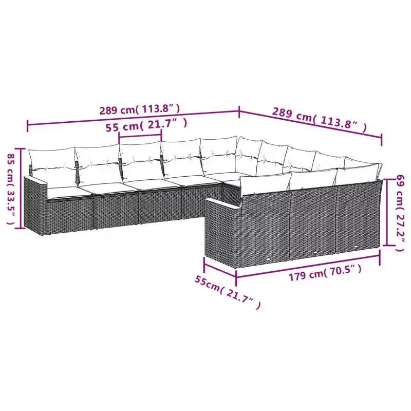 vidaXL Garden Sofa Set with Cushions Poly Rattan