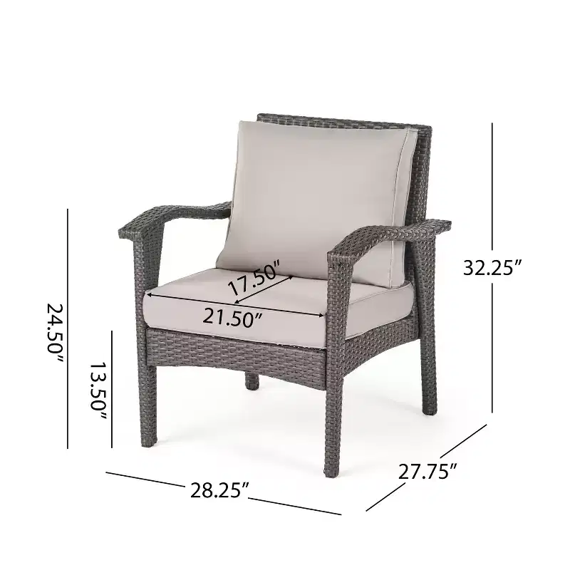 GDFStudio Houlihan Outdoor Wicker 4 Seater Chat Set with Fire Pit