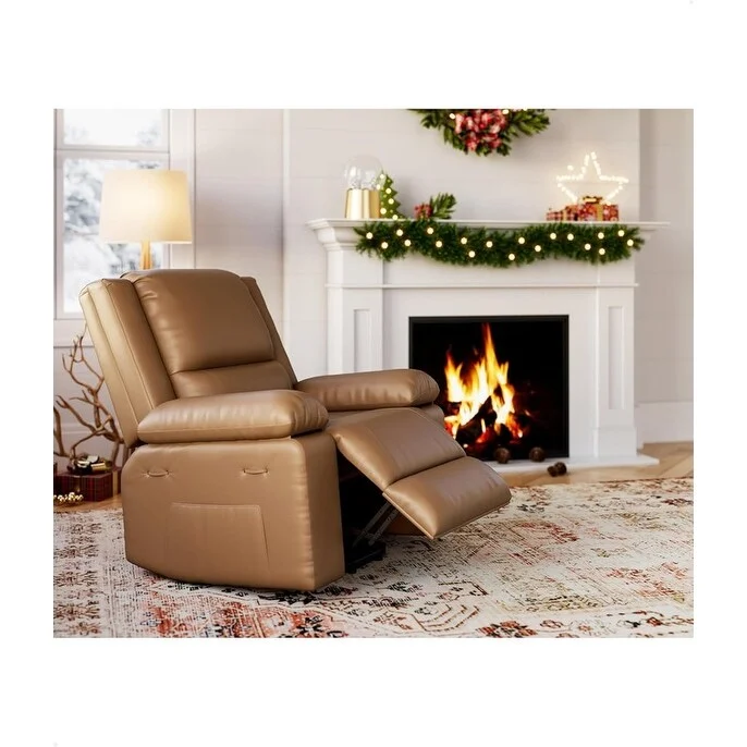 Faux Leather Power Lift Recliner, Heat & Massage, 1-Person �� Cognac / Coffee / Tan / Grey / Beige