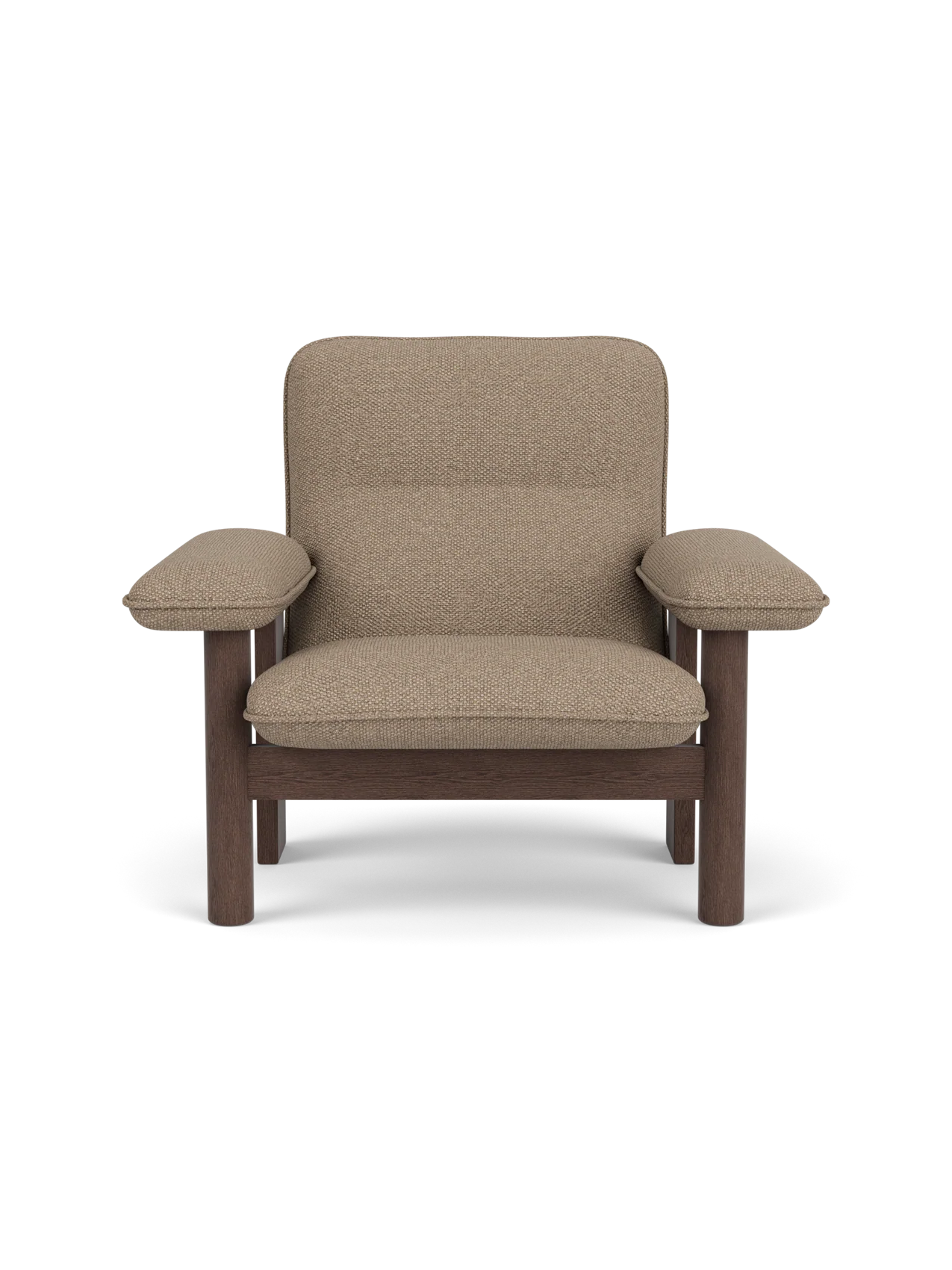 High Back Lounge Chair in Textile Solid Wood Frame, Exaggerated Armrests