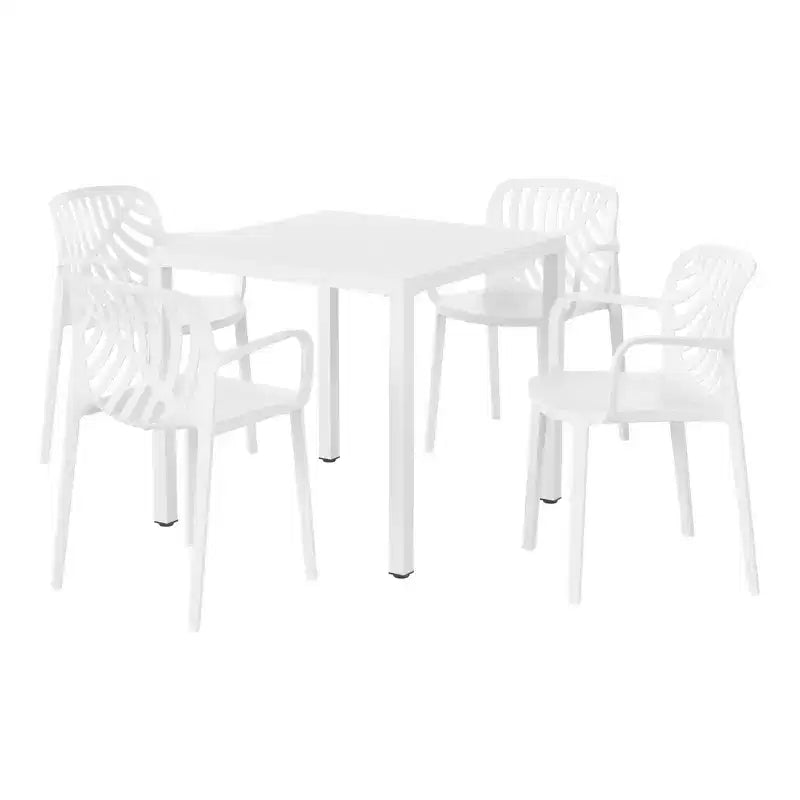 WestinTrends Playa 5-Piece Outdoor Square Dining Table Patio Set with Stackable Patio Dining Chairs