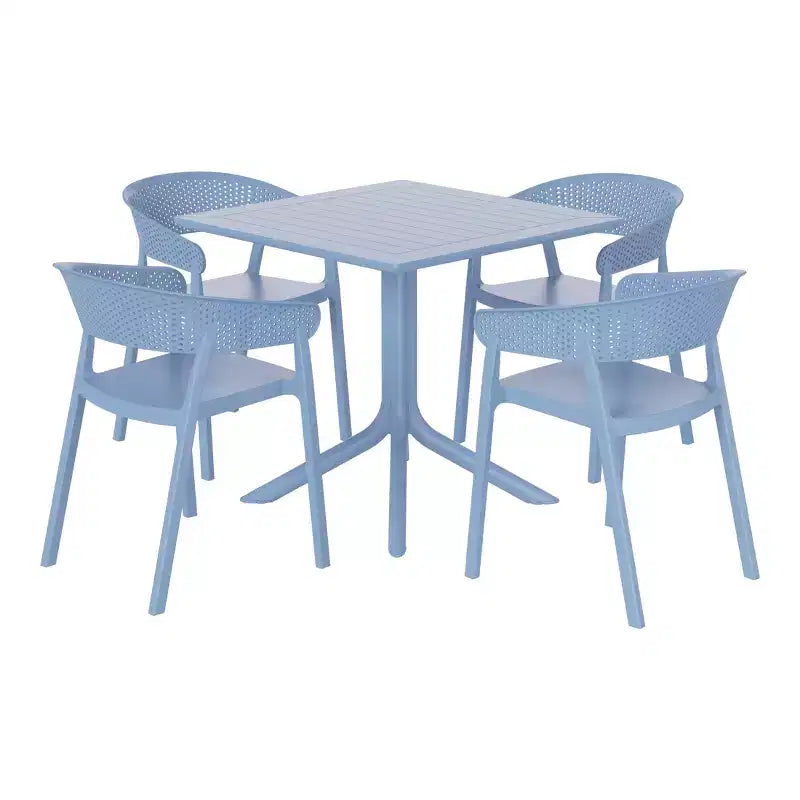 WestinTrends Playa 5-Piece Outdoor Resin Square Patio Dining Table Set with Stackable Patio Dining Chairs