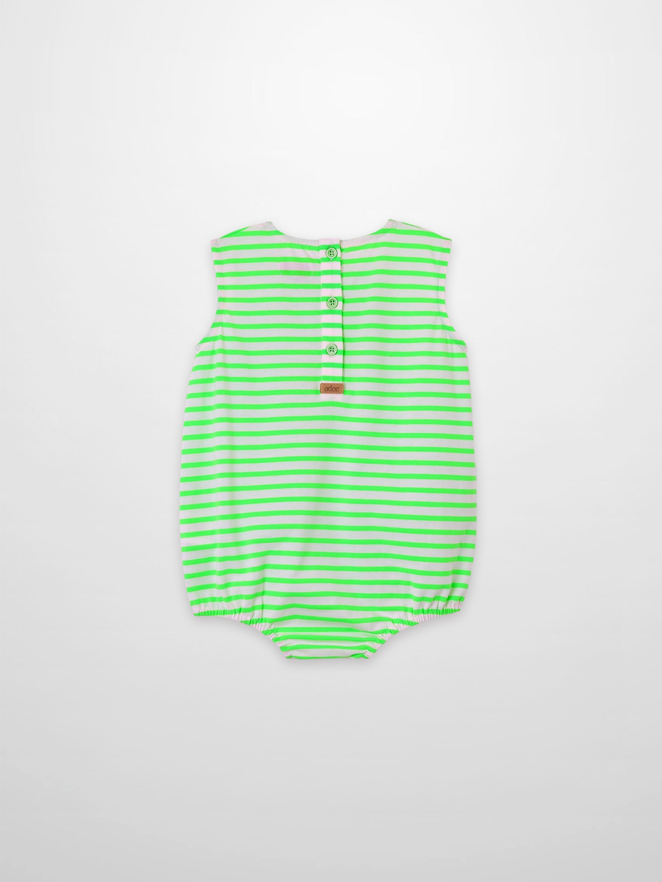 Neon Green Striped Romper for Baby Boys