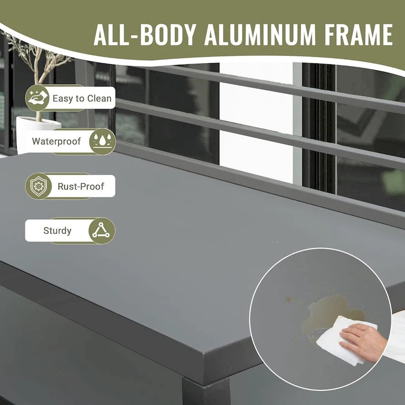 Outdoor Kitchen Storage Island – Grey, Powder-Coated Aluminum, Food-Safe Countertop, Modular Design