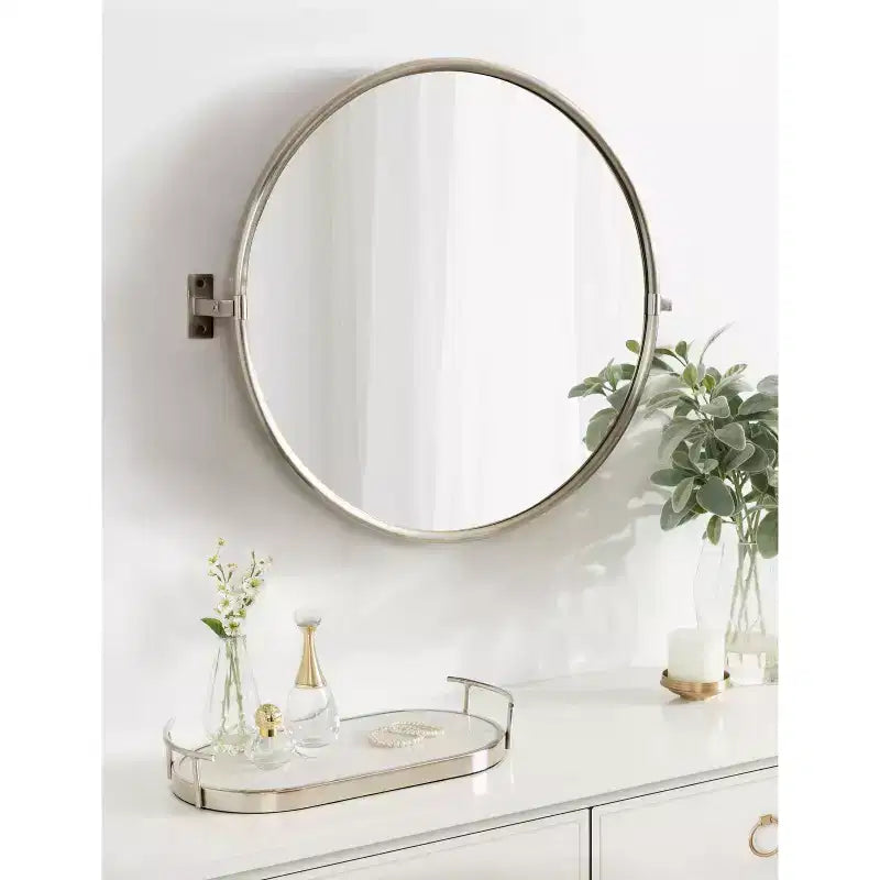 Kate and Laurel Taurus Pivot Wall Mirror, 26x24, Silver