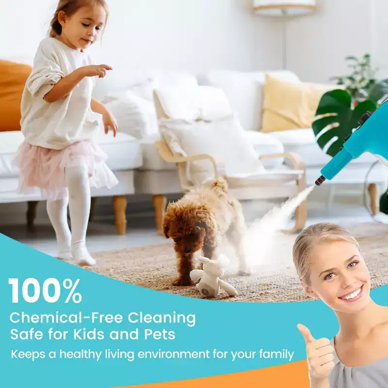 Costway 1400W Multipurpose Handheld Steam Cleaner Steam Mop with 14 Accessories Blue/Green