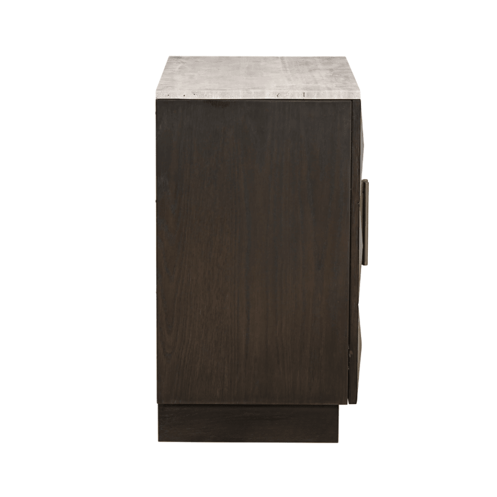 Deep Brown 2 Door Sideboard with Travertine Top