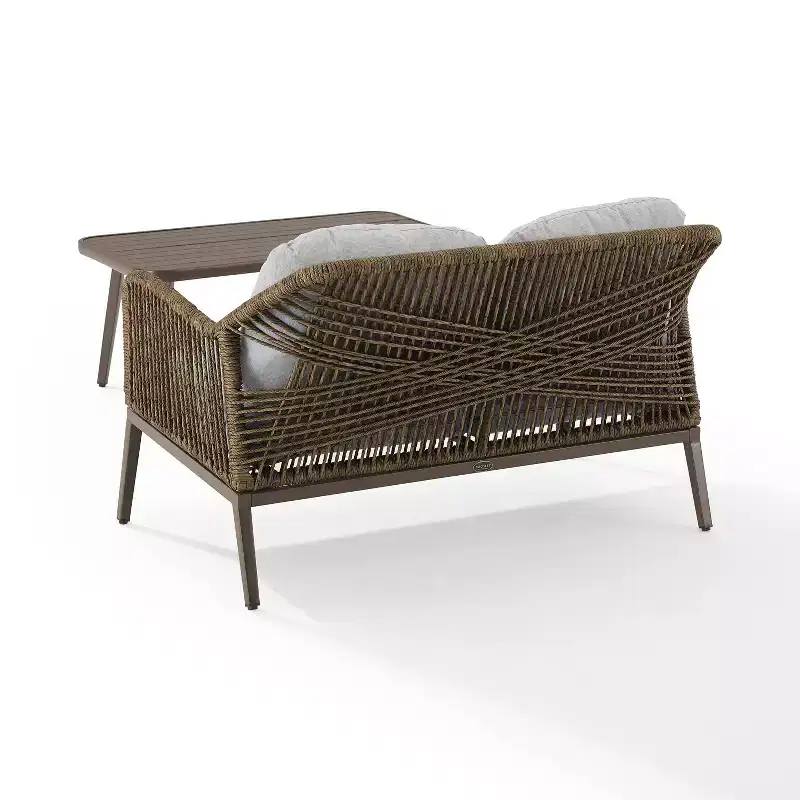 Haven 2pc Outdoor Wicker Conversation Set - Light Gray - Crosley: Includes Loveseat & Coffee Table, Removable Cushions
