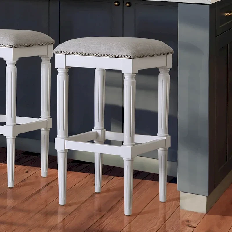 Solid Wood Square Upholstered Seat Bar Stool