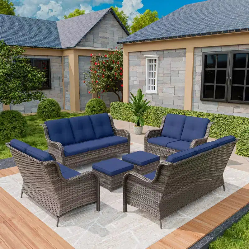 UPTIOT 6 Pieces Outdoor Wicker Sectional Sofa