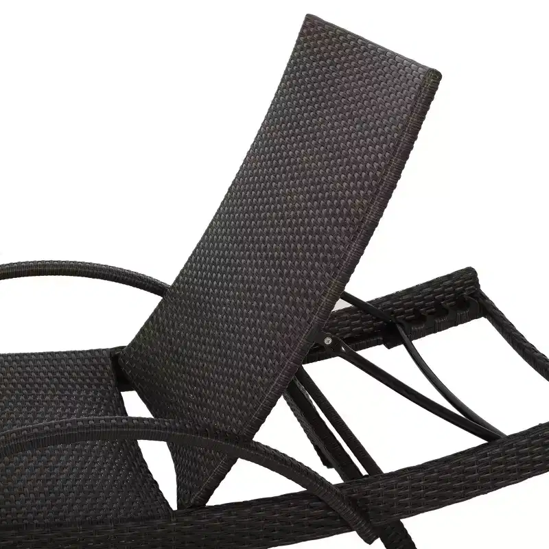 GDFStudio Olivia Outdoor Wicker Folding Adjustable Chaise Lounge and Table Set
