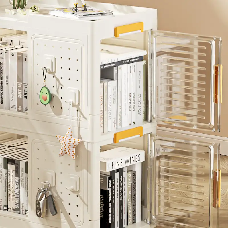 4-Tier Rolling Storage bookcase with Wheels, Large Capacity Storage bins, Mobile Multifunction Utility Rolling Storage Organizer