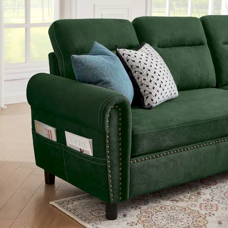 106.69 4 Seater L Shaped Reversible Sectional Sofa with Side Storage Bags