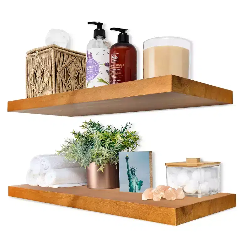 Sorbus 2 Pack 24 Solid Wood Floating Shelves - for Bathroom Decor, Books, Bedroom & Living Room