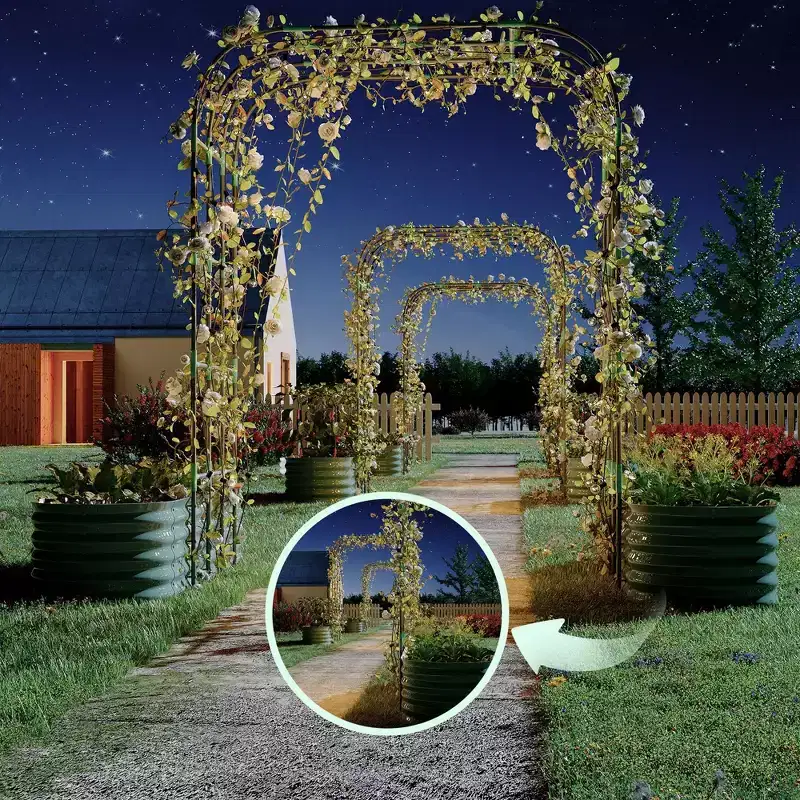 COZONY 96 Trellis Galvanized Raised Garden Bed, Vertical Planter Box, with Expandable Arch & Accessories