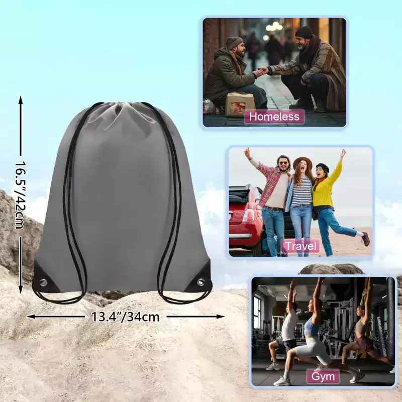 Narwey Drawstring Backpack Bulk 70Pcs String Backpack Drawstring Bags Cinch Bag Sackpack(Grey)