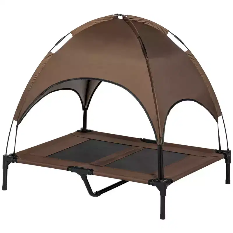 Skyzone 4836 Foldable Elevated Dog Cot with UV-Protective Canopy, Breathable Cooling Pet Bed